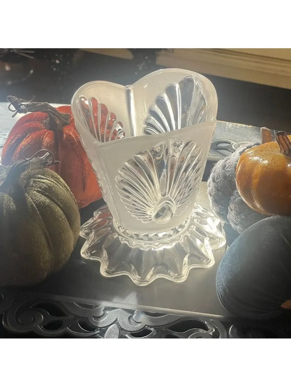Vintage Bawta Glass/ Godinger/Coquille Shell Vase-2 Piece Convertible Set 1970s